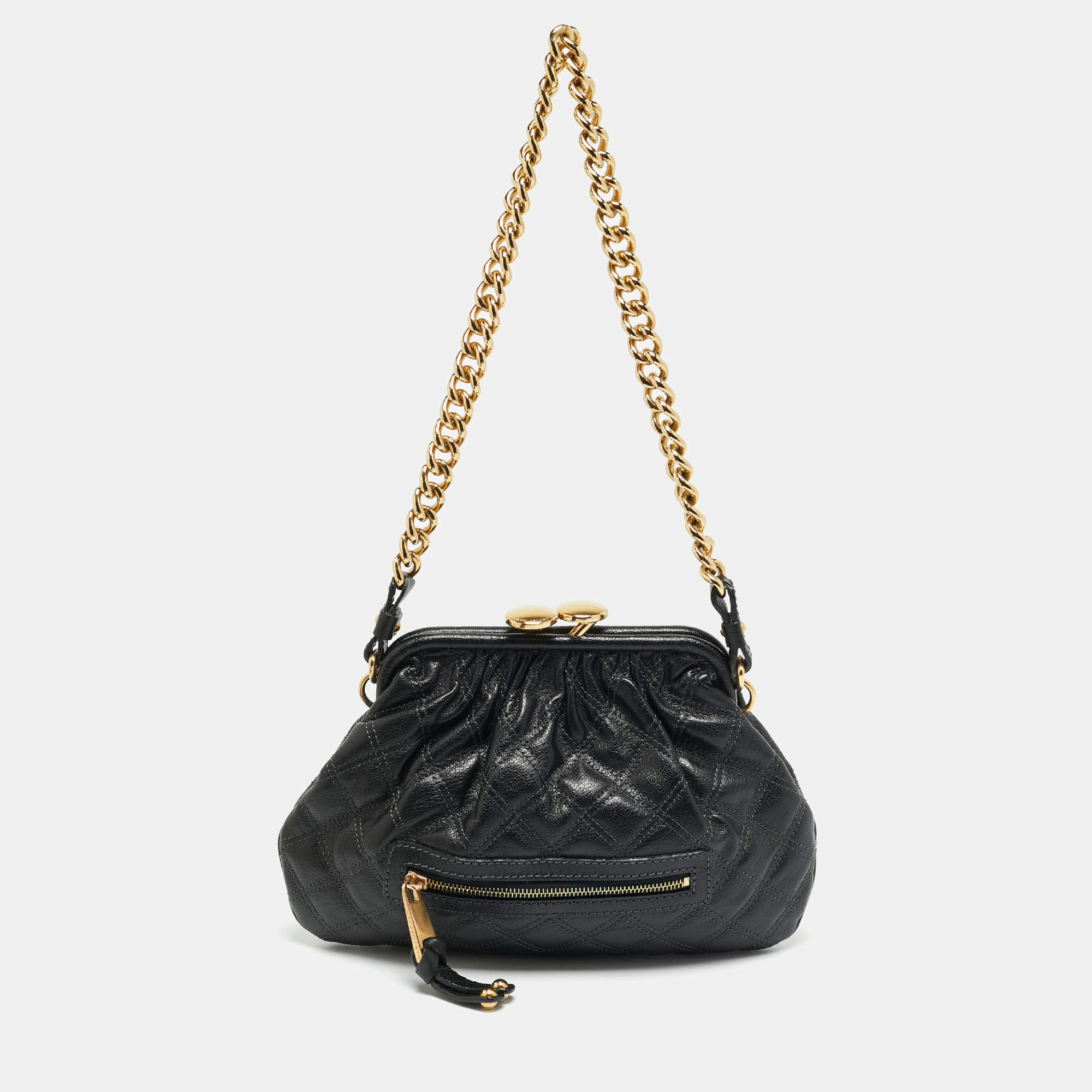 Pre Owned Marc Jacobs Little Stam Black Quilted Leather Shoulder Bag