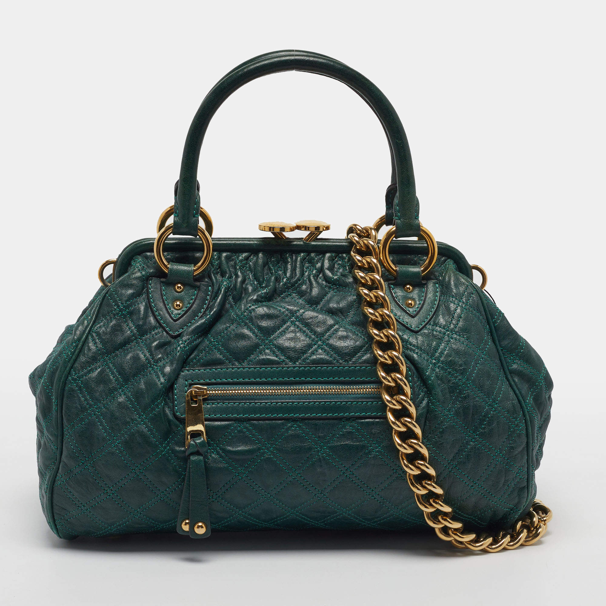مملوكة مسبقًا Marc Jacobs Stam Green Quilted Leather Satchel