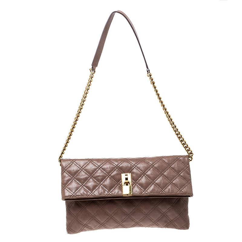 Pre Owned Marc Jacobs Brown Quilted Leather Eugenie Clutch