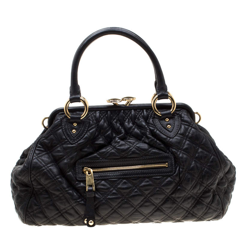 Pre Owned Marc Jacobs Black Quilted Leather Stam Shoulder Bag