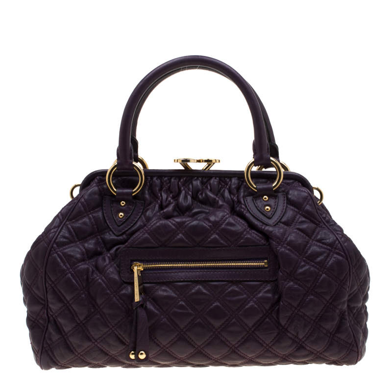 Pre Owned Marc Jacobs Purple Quilted Leather Stam Shoulder Bag