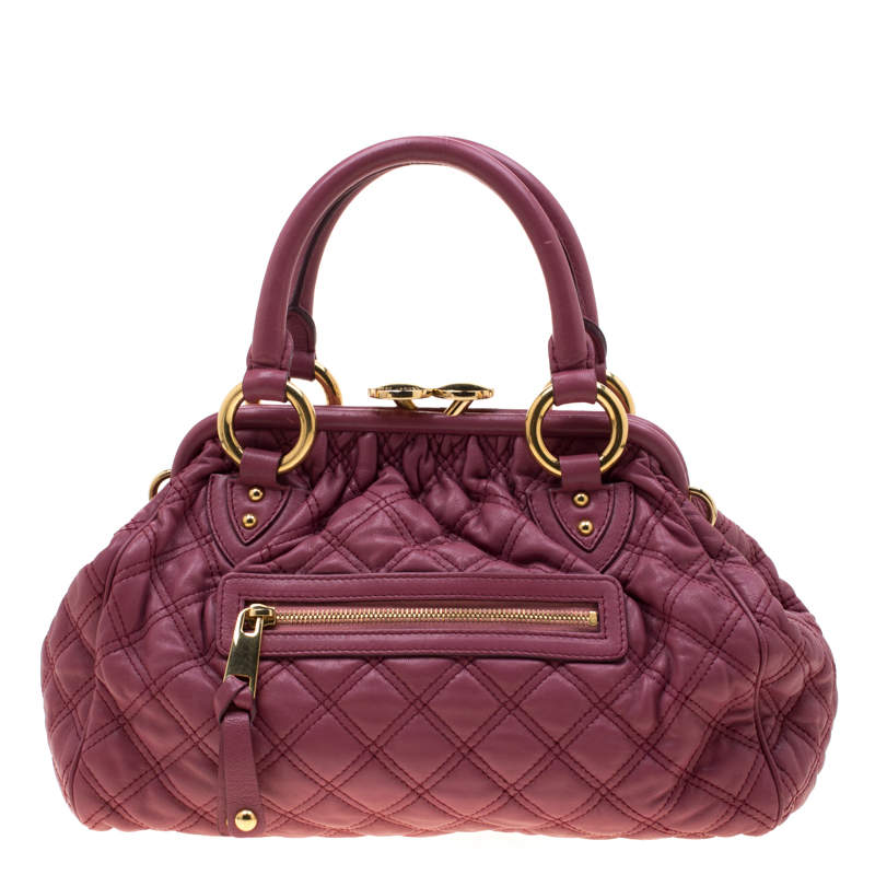 Pre Owned Marc Jacobs Pink Quilted Leather Stam Shoulder Bag