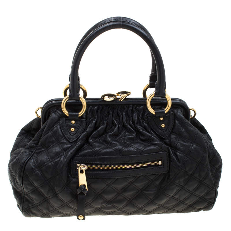 Pre Owned Marc Jacobs Black Quilted Leather Stam Shoulder Bag