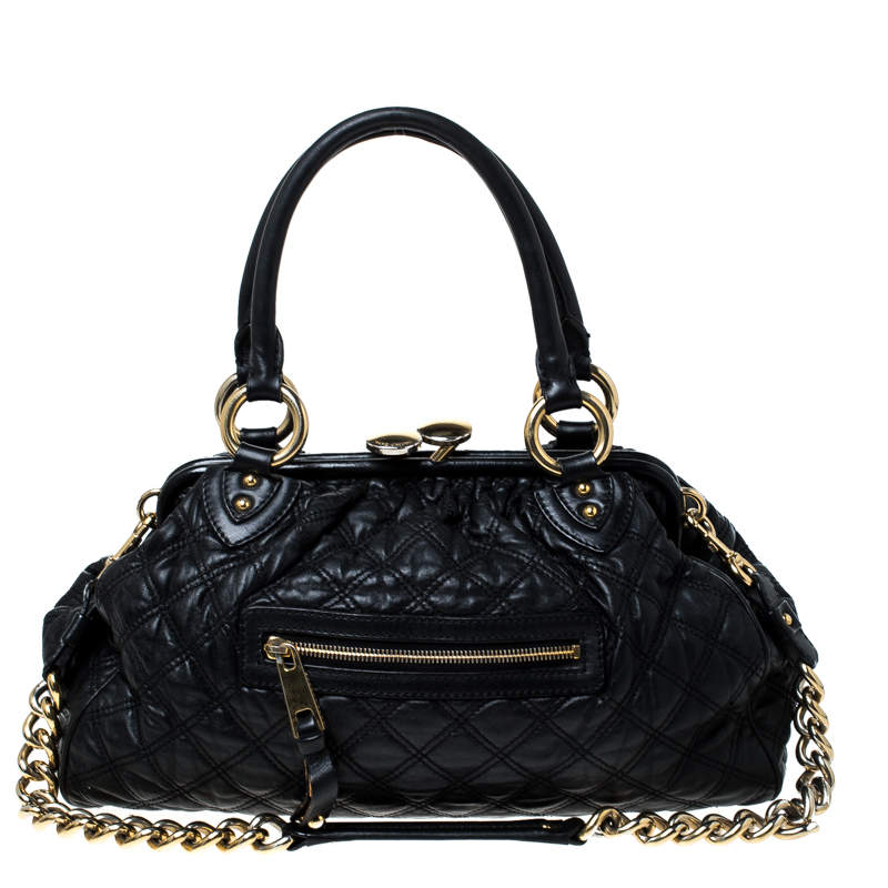 Pre Owned Marc Jacobs Black Quilted Leather Stam Shoulder Bag