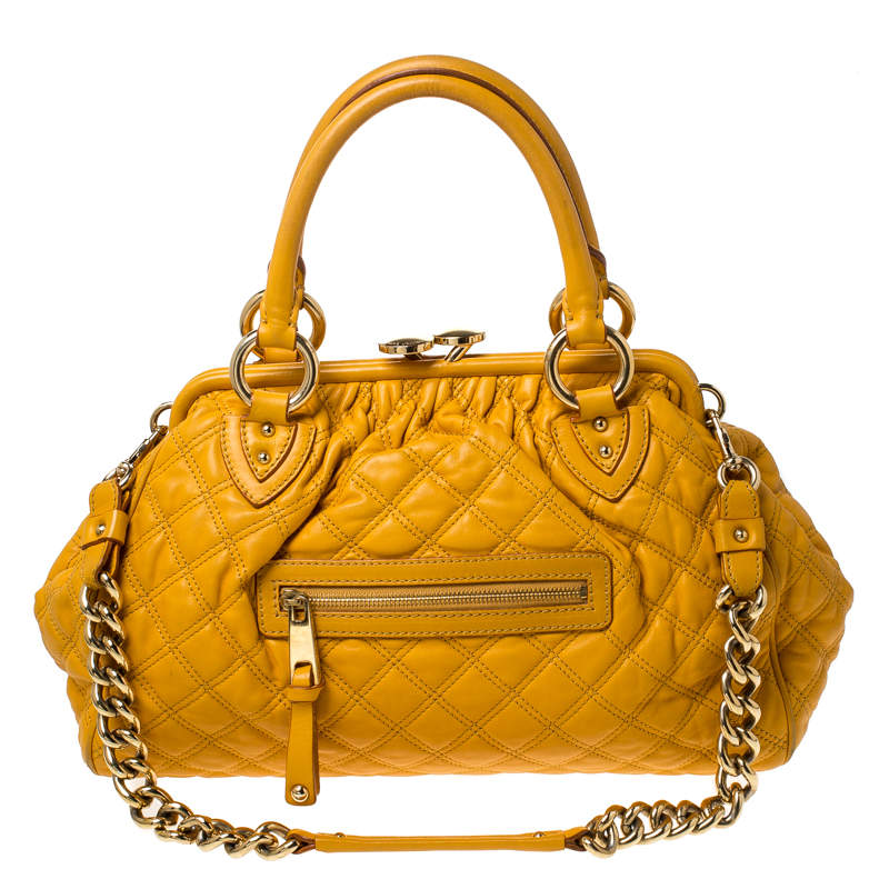 Pre Owned Marc Jacobs Yellow Quilted Leather Stam Shoulder Bag