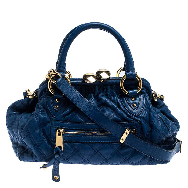Pre Owned Marc Jacobs Blue Quilted Leather Stam Bag