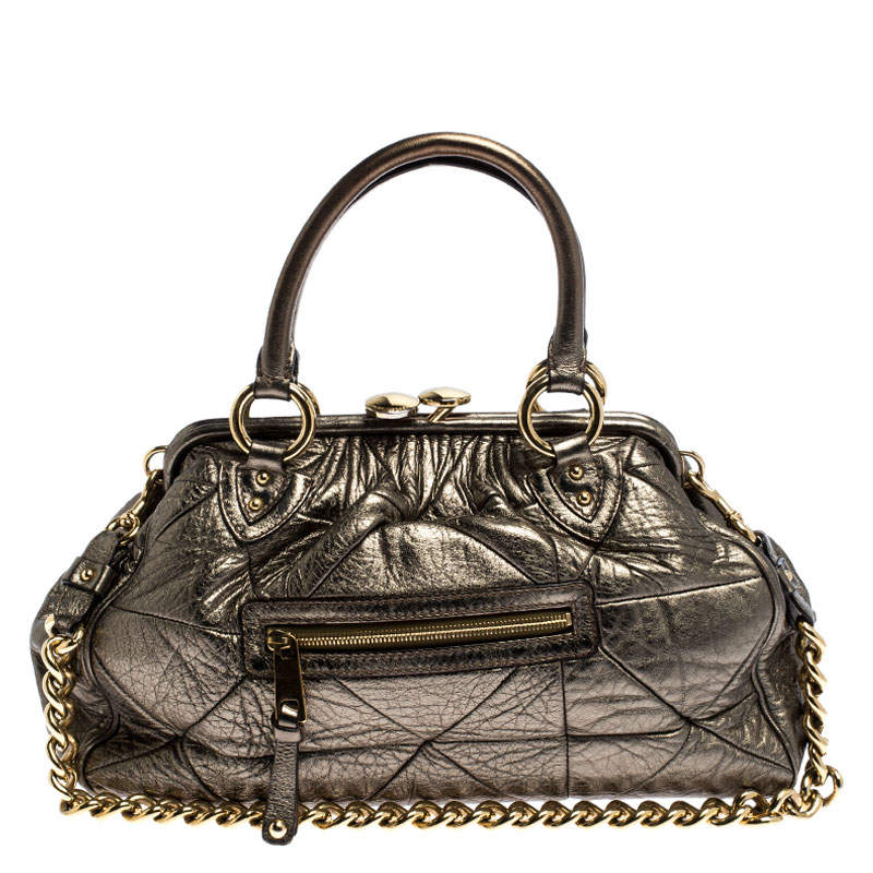 Pre Owned Marc Jacobs Metallic Quilted Leather Stam Shoulder Bag