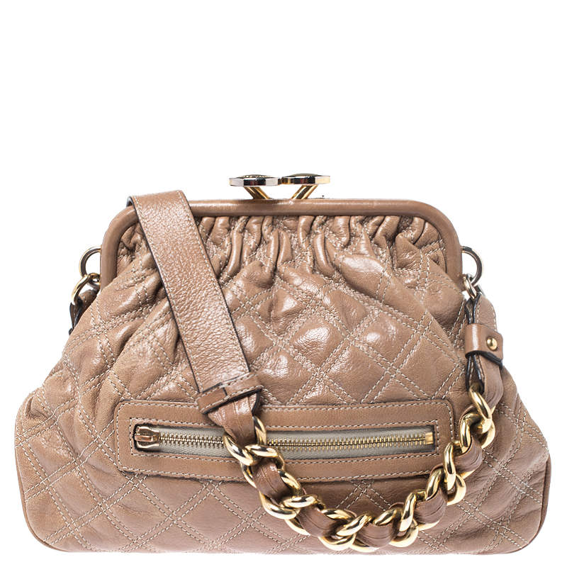 Pre Owned Marc Jacobs Beige Quilted Leather Little Stam Shoulder Bag