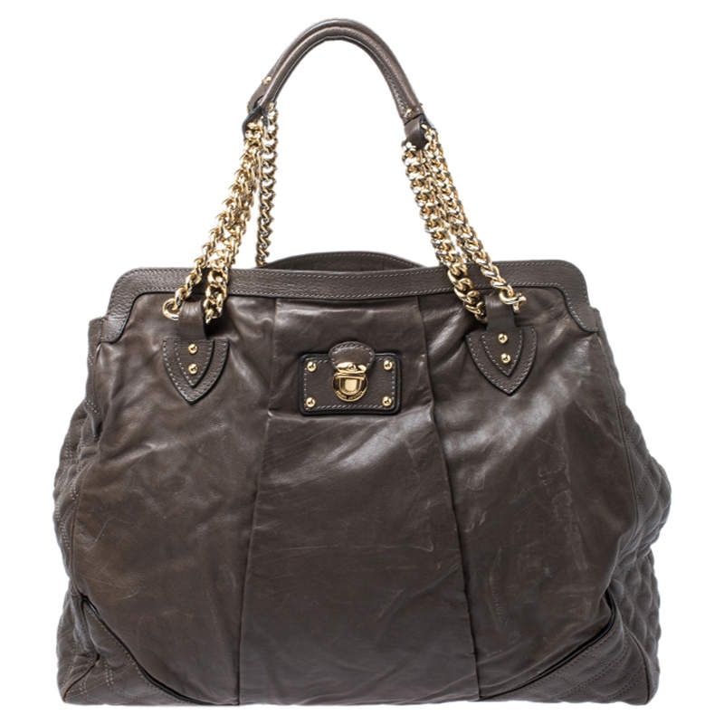 Marc Jacobs Khaki Mix Quilted Leather Classic East-West Tote 