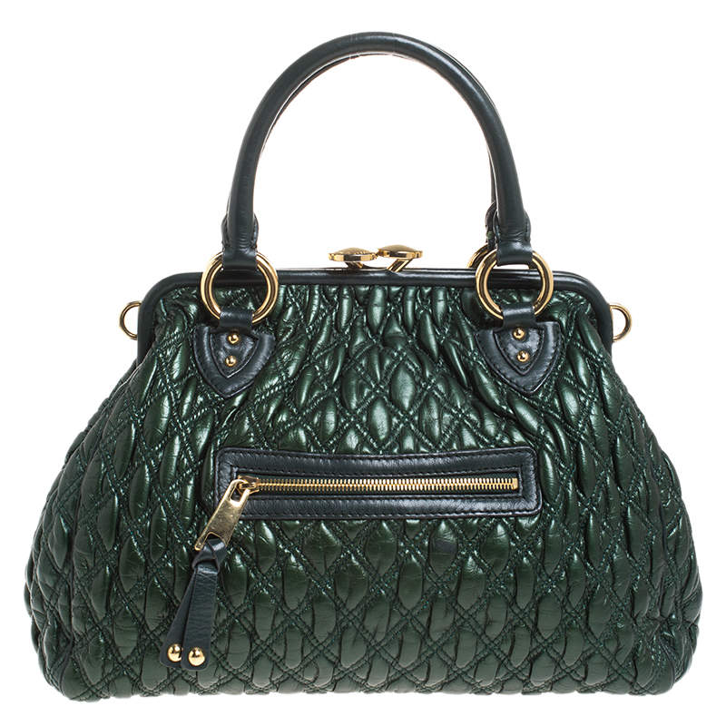 Marc Jacobs Metallic Green Quilted Leather Stam Shoulder Bag Marc Jacobs The Luxury Closet