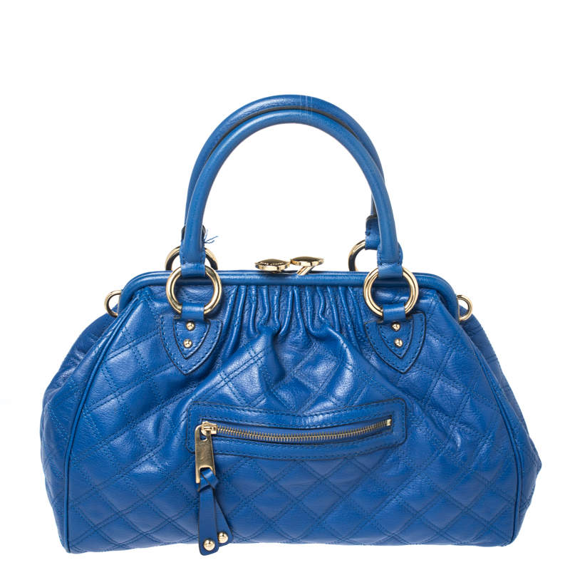 Pre Owned Marc Jacobs Blue Quilted Leather Stam Satchel