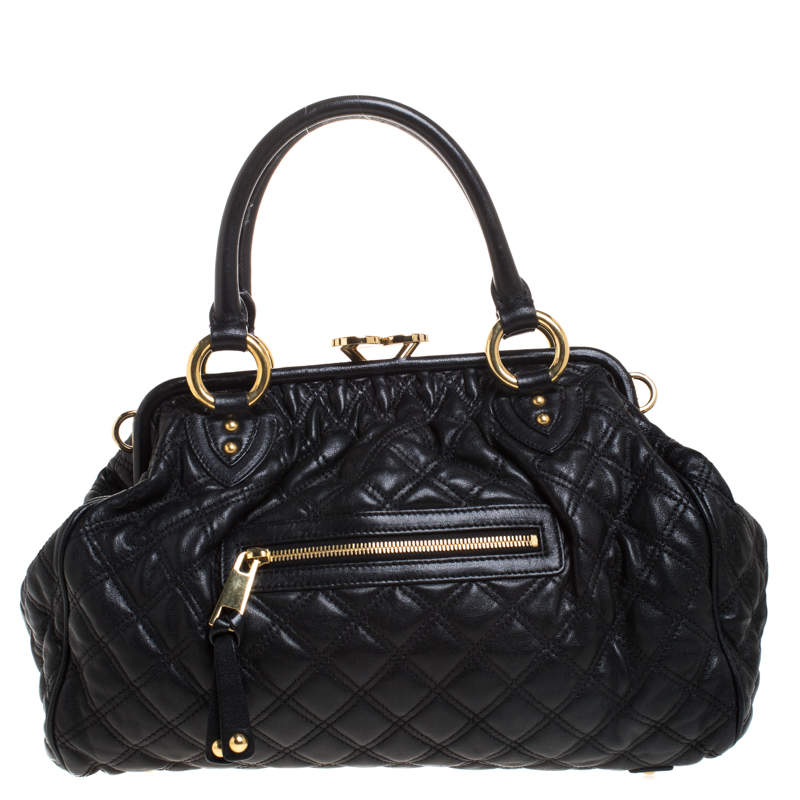 Pre Owned Marc Jacobs Black Quilted Leather Stam Satchel