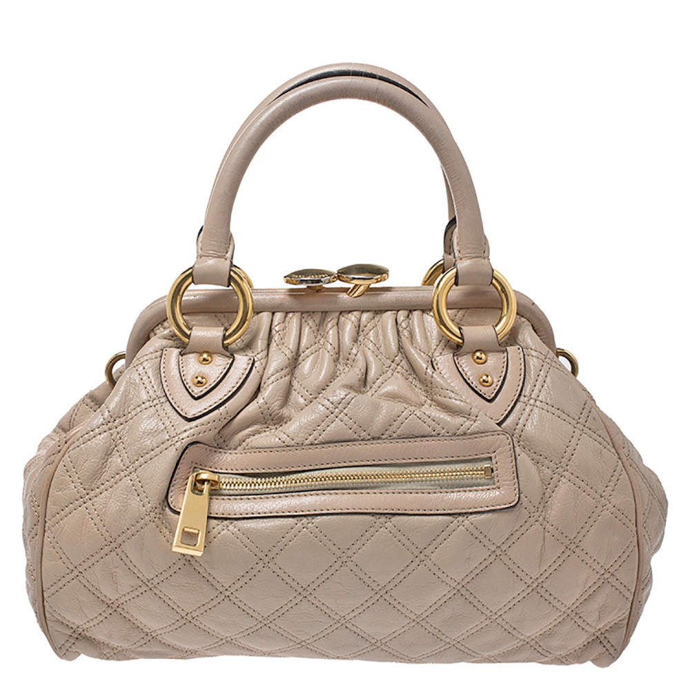 Pre Owned Marc Jacobs Beige Leather Mini Stam Satchel