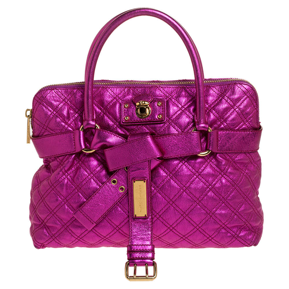 Pre Owned Marc Jacobs Metallic Pink Quilted Leather Satchel