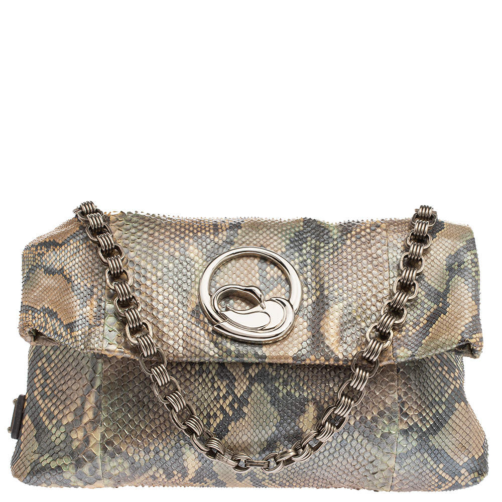 Marc Jacobs Multicolor Python Fold Over Shoulder Bag