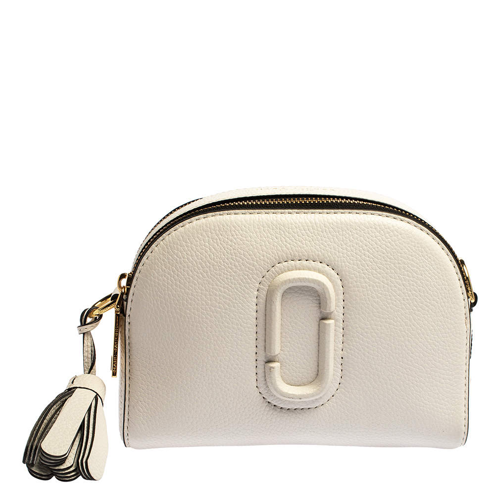 Pre Owned Marc Jacobs White Leather Small Shutter Camera Shoulder Bag