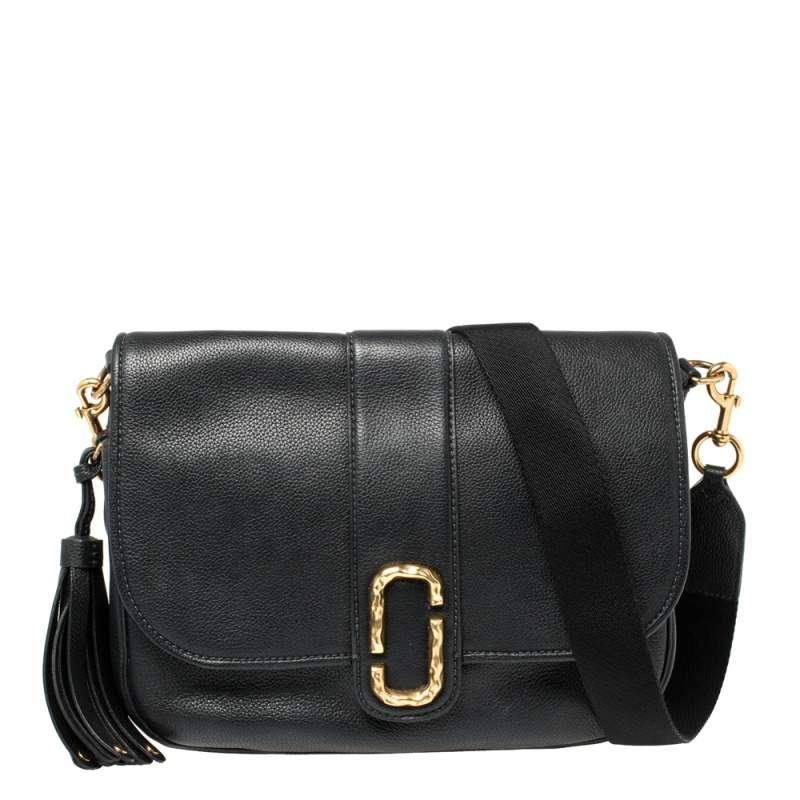 Marc Jacobs Black Leather Courier Messenger Bag