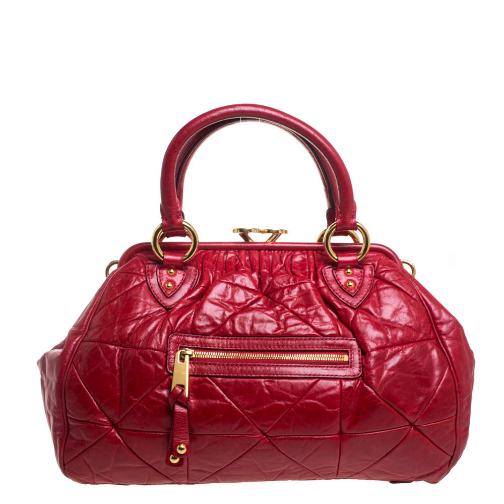 Marc Jacobs Red Quilted Leather Stam Satchel