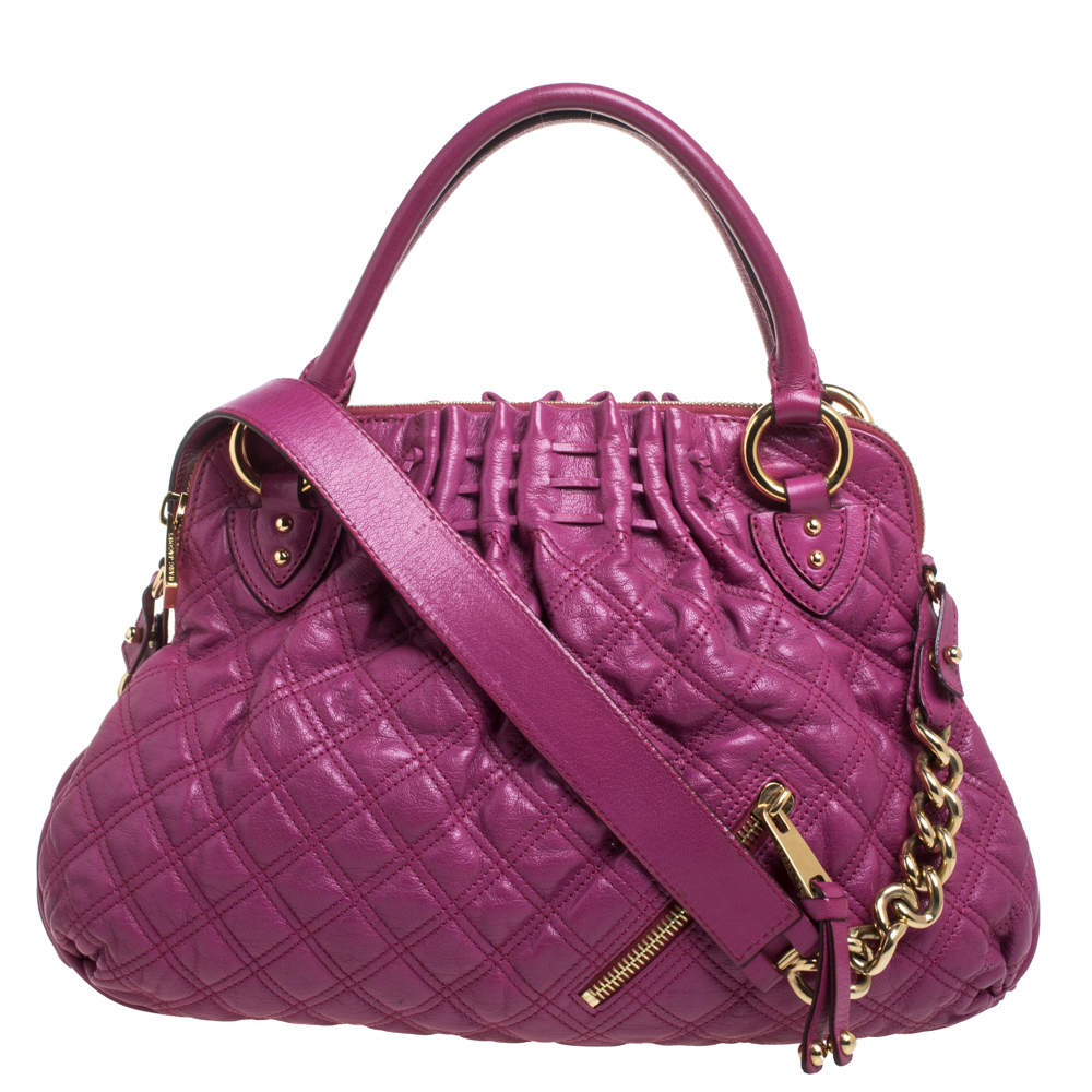 Pre Owned Marc Jacobs Magenta Quilted Leather Cecilia Satchel