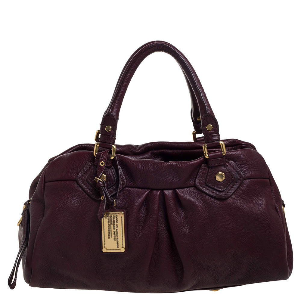Pre Owned Marc by Marc Jacobs Burgundy Leather Classic Q Groove Satchel 