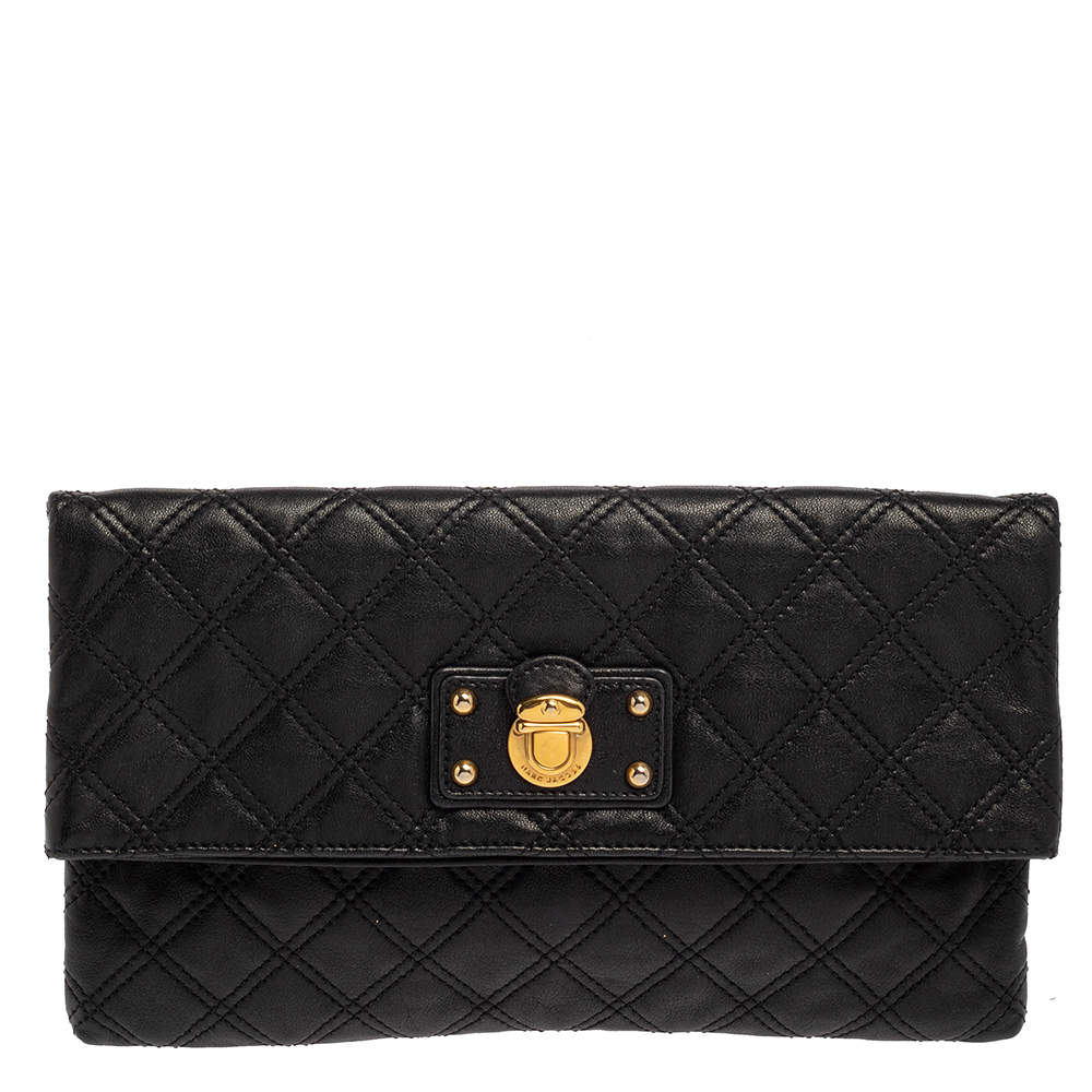 Pre Owned Marc Jacobs Black Quilted Leather Eugenie Clutch