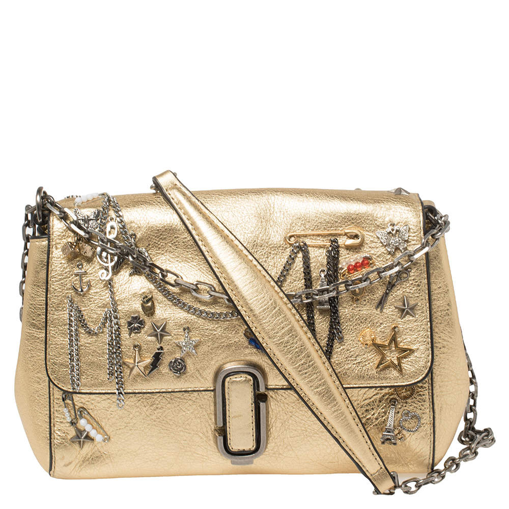Pre Owned Marc Jacobs Gold Leather Charms And Trinket Crossbody Bag