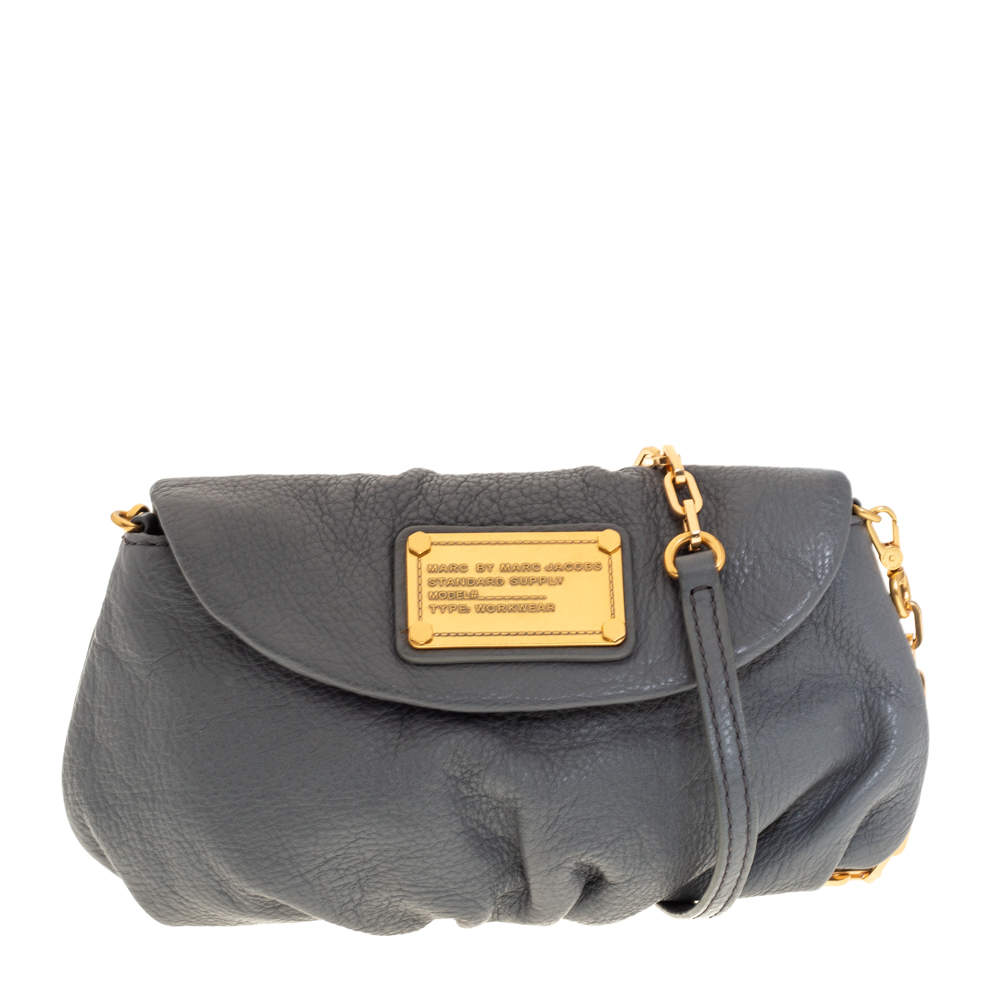 Pre Owned Marc By March Jacobs Grey Leather Classic Q Karlie Crossbody Bag