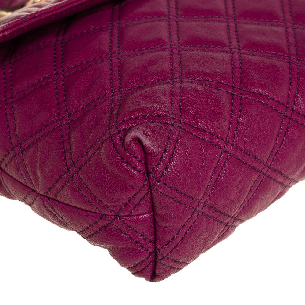 Pre Owned Marc Jacobs Dark Magenta Quilted Leather Single Shoulder Bag