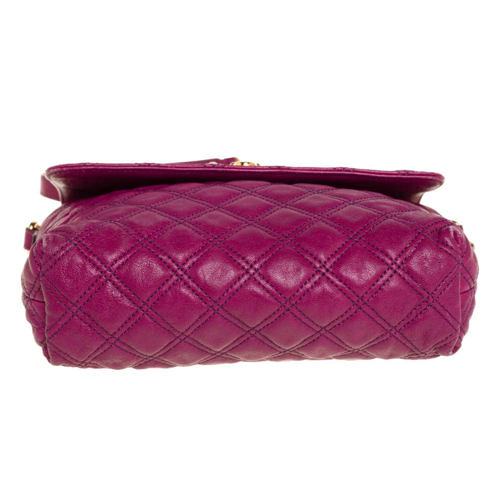 Pre Owned Marc Jacobs Dark Magenta Quilted Leather Single Shoulder Bag