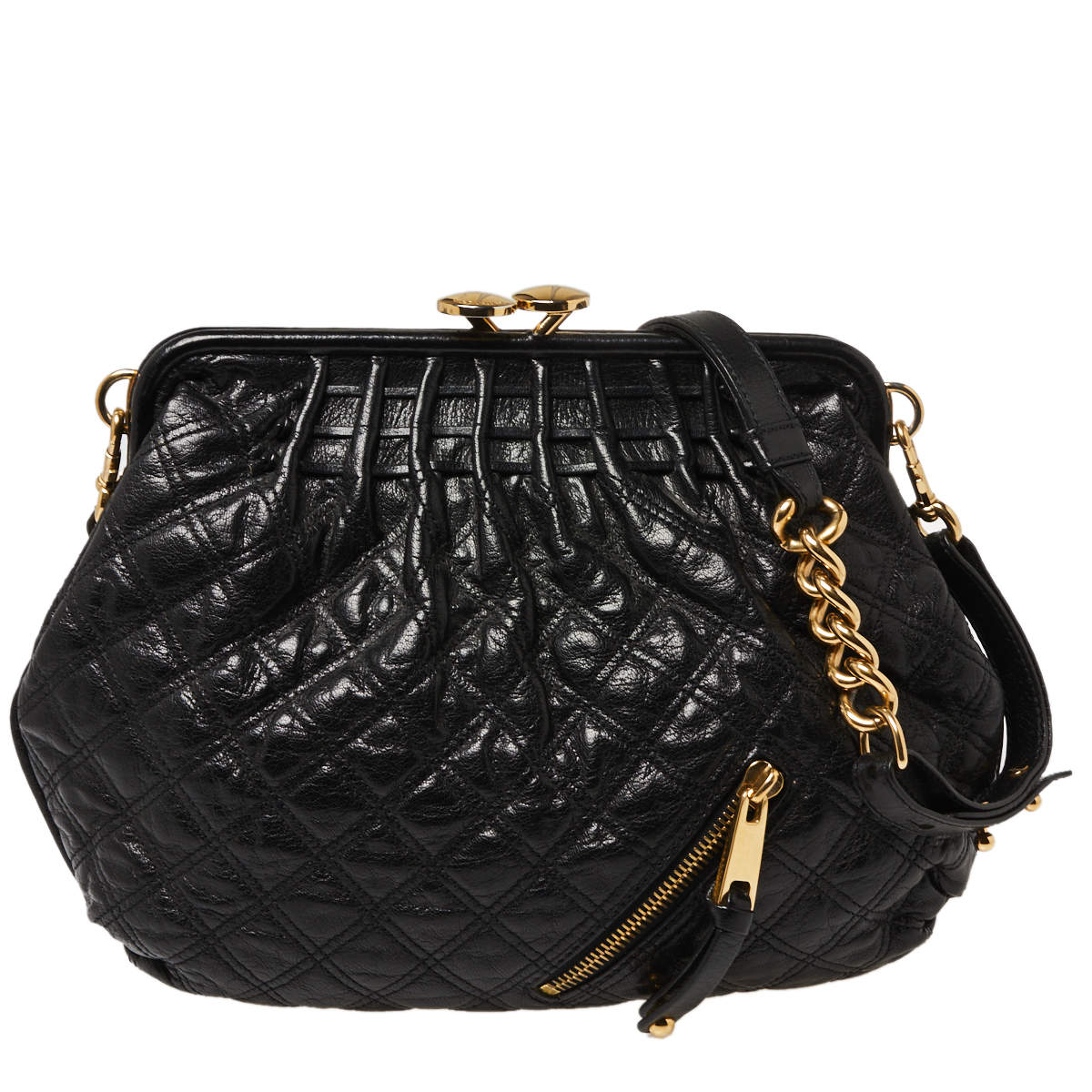 Pre Owned Marc Jacobs Black Quilted Leather Stam Satchel