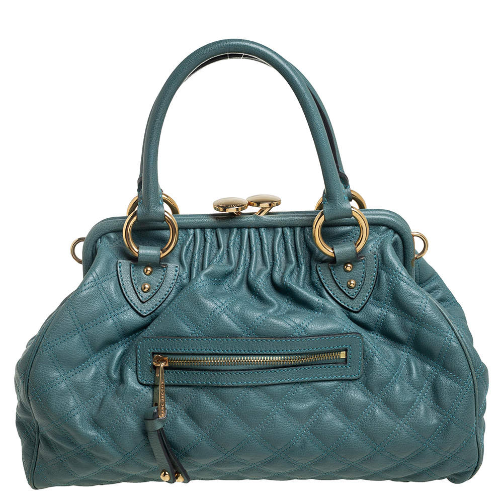 Pre Owned Marc Jacobs Green Quilted Leather Stam Satchel