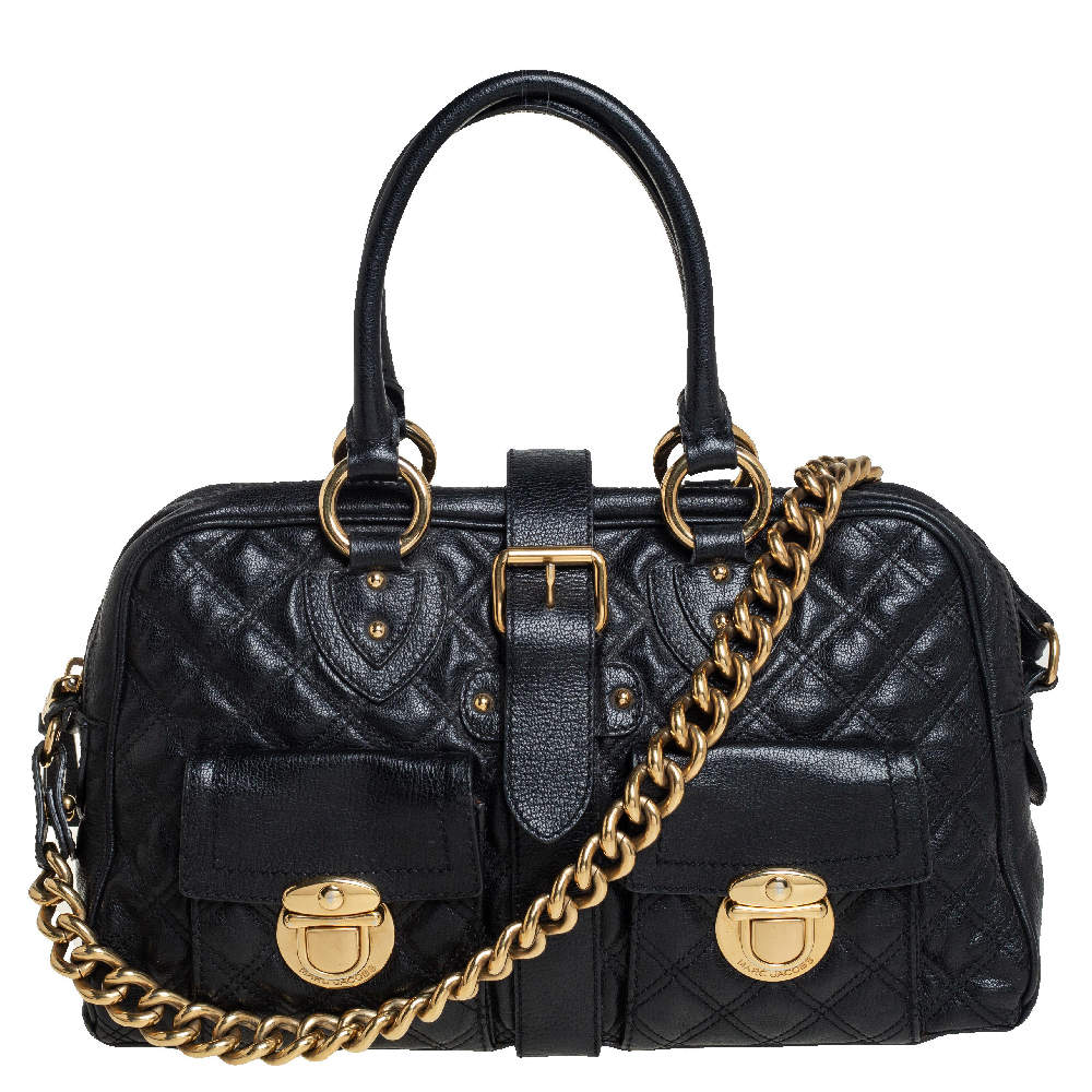 Pre Owned Marc Jacobs Black Quilted Leather Venetia Satchel