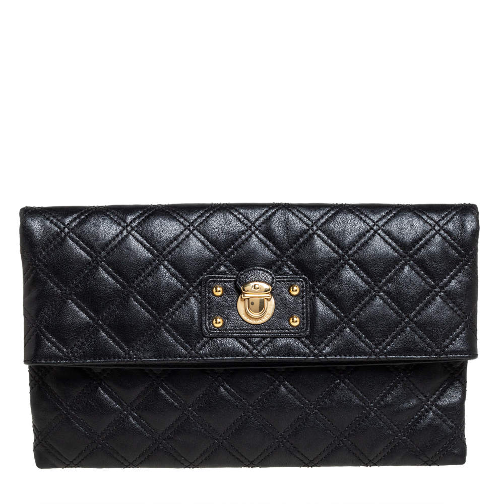 Pre Owned Marc Jacobs Black Quilted Leather Eugenie Clutch