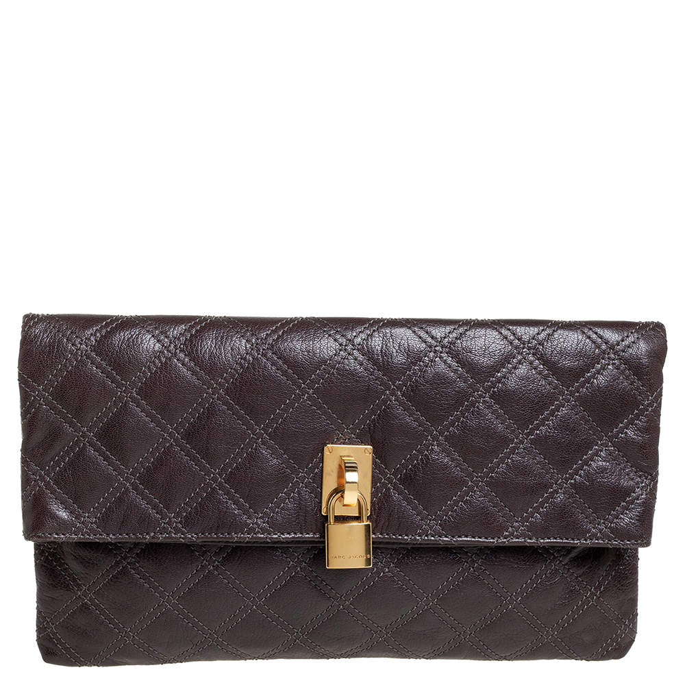 Pre Owned Marc Jacobs Brown Quilted Leather Eugenie Clutch