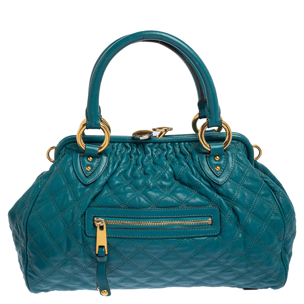 Marc Jacobs Green Quilted Leather  Stam Satchel 