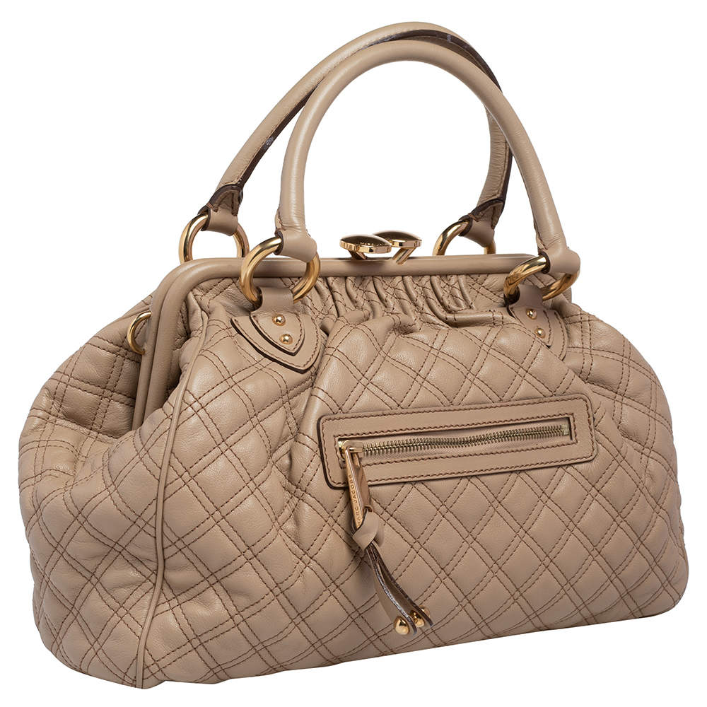 مملوكة مسبقًا Marc Jacobs Beige Quilted Leather Stam Satchel