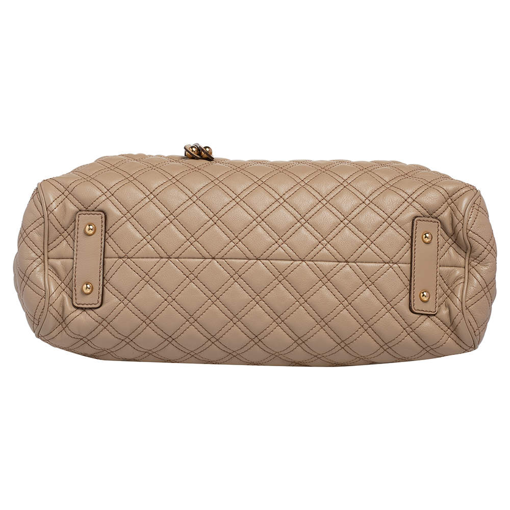 مملوكة مسبقًا Marc Jacobs Beige Quilted Leather Stam Satchel