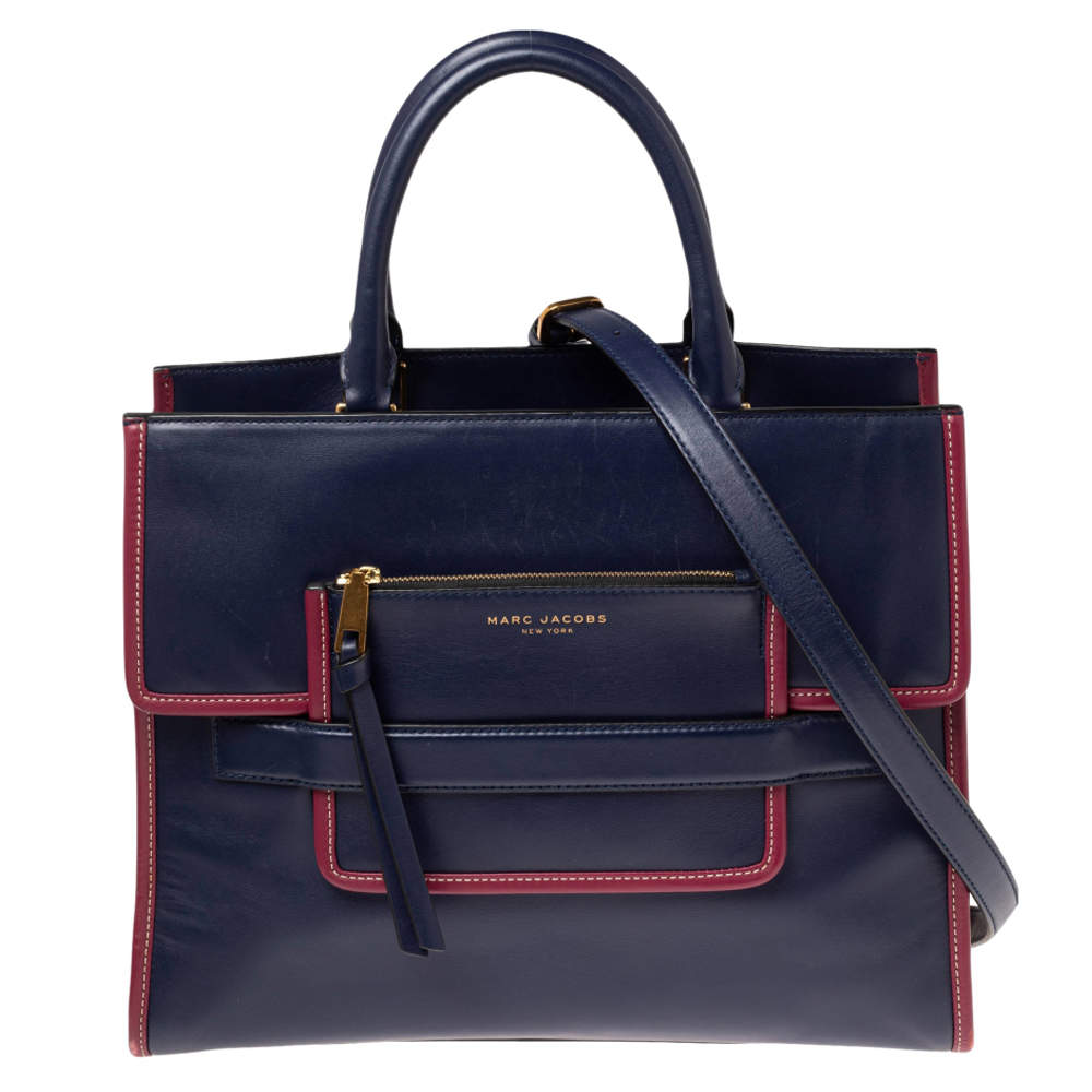 Pre Owned Marc Jacobs Blue/Pink Leather Madison Tote