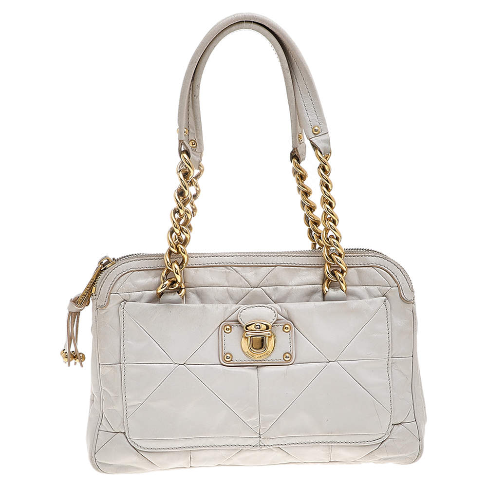 Pre Owned Marc Jacobs White Leather Chain Shoulder Bag