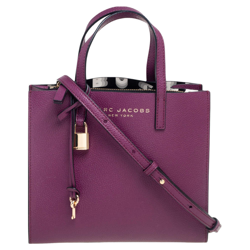 Pre Owned Marc Jacobs Purple Leather Mini Grind Tote