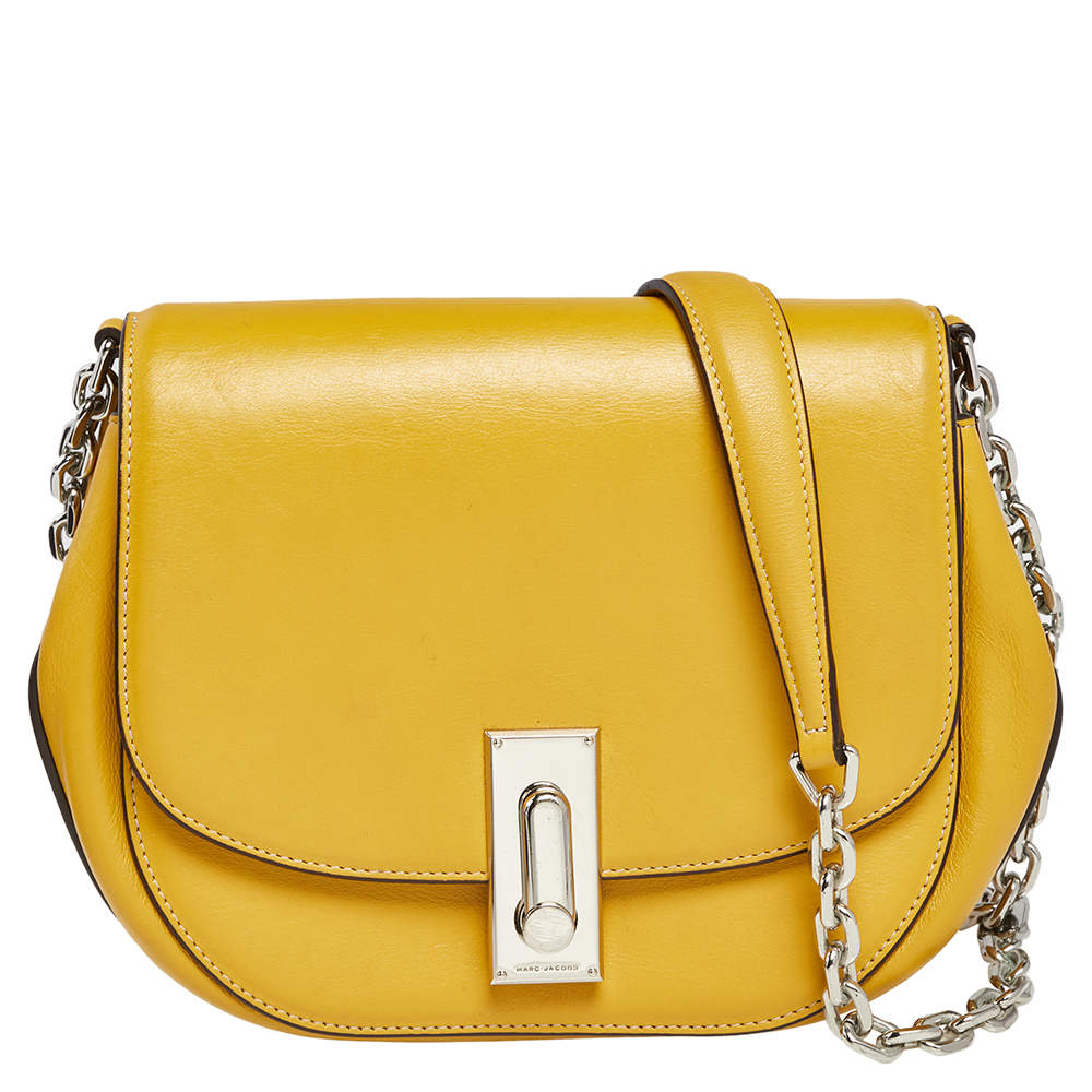 Pre Owned Marc Jacobs Yellow Leather West End The Jane Saddle Shoulder Bag 