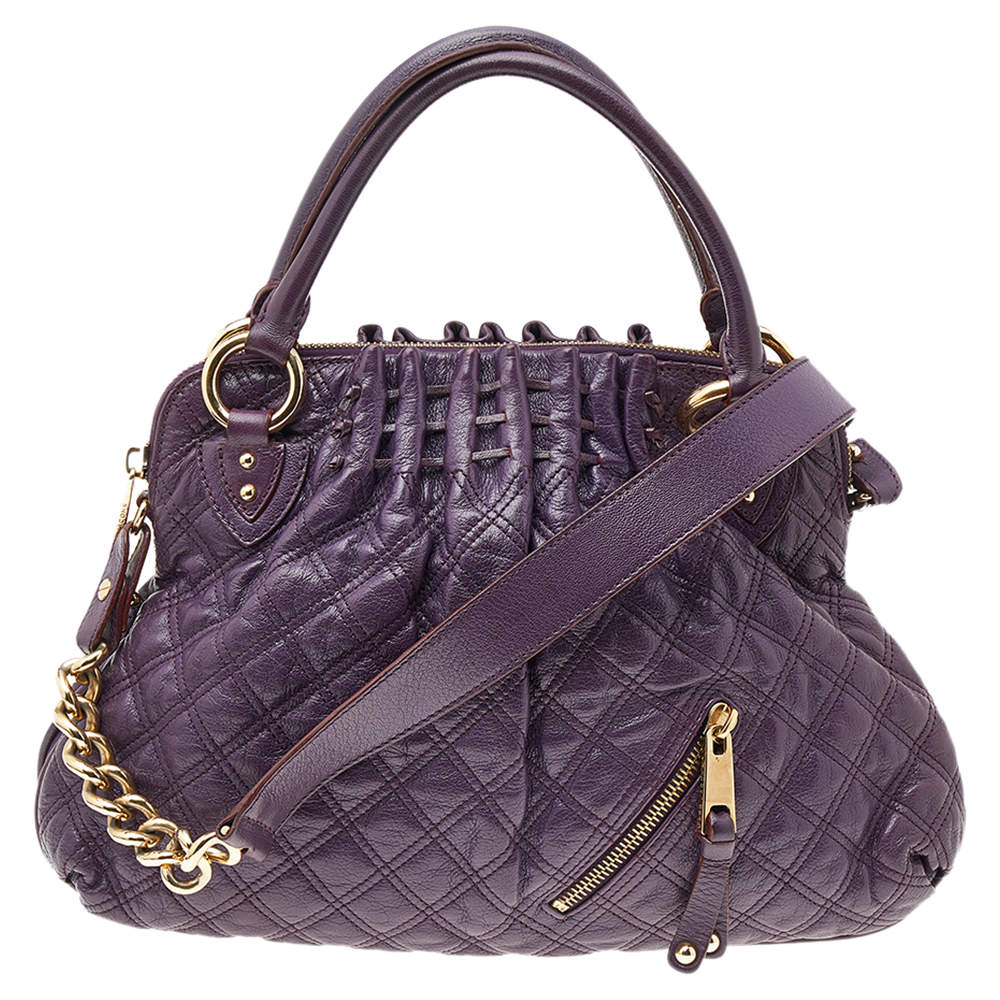 Pre Owned Marc Jacobs Purple Quilted Leather Cecilia Satchel