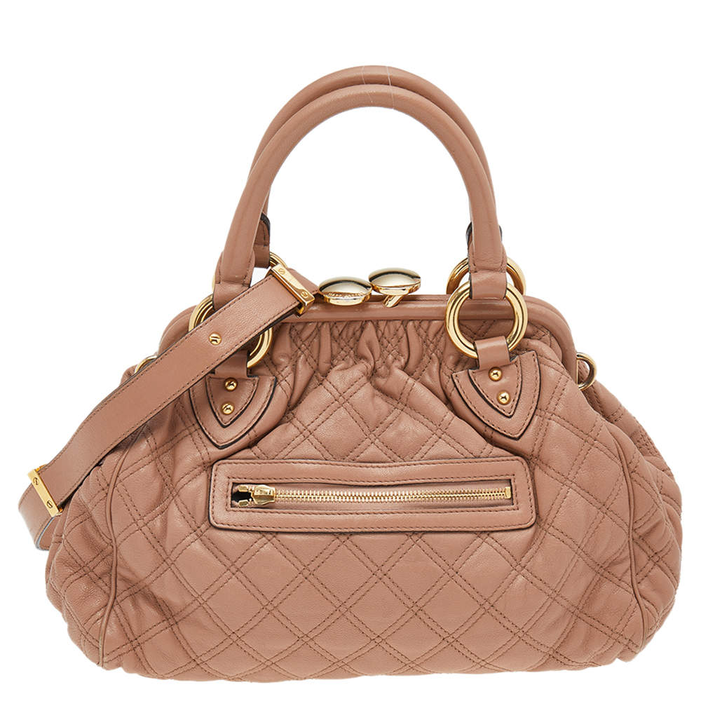 Pre Owned Marc Jacobs Dark Beige Quilted Leather Stam Shoulder Bag