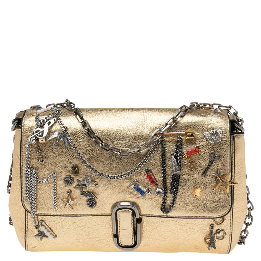 Pre Owned Marc Jacobs Gold Leather Charms And Trinket Crossbody Bag