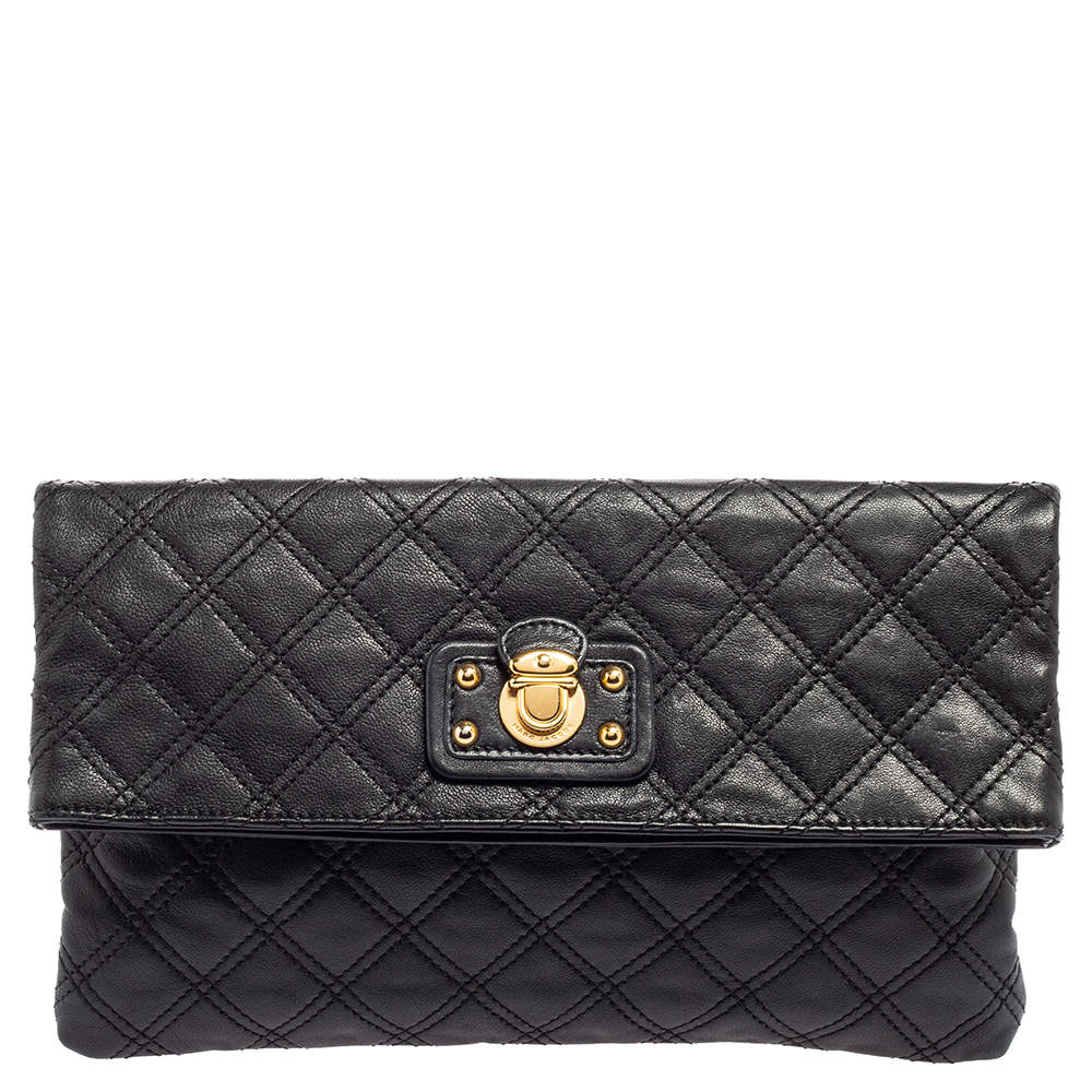 Pre Owned Marc Jacobs Black Quilted Leather Eugenie Clutch