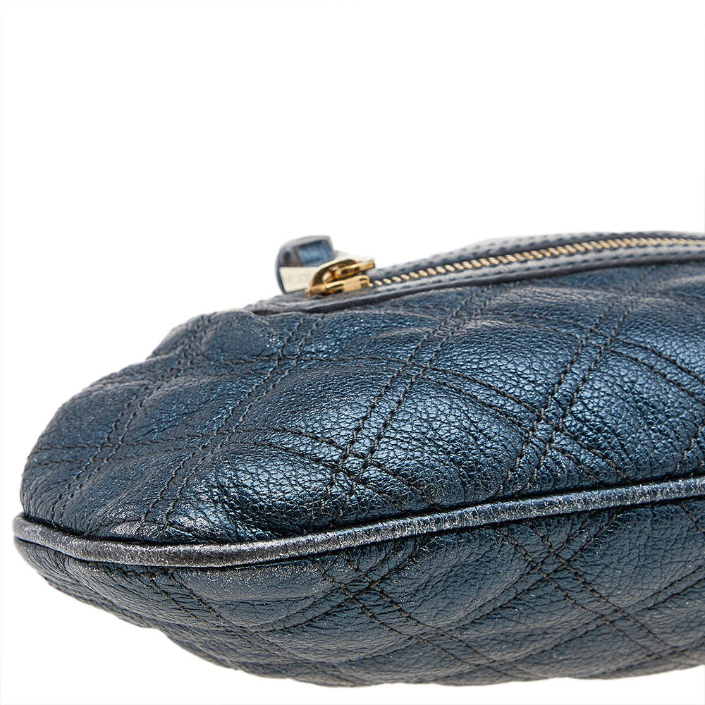 MARC JACOBS Quilted Leather Stam Petrol Blue 22047