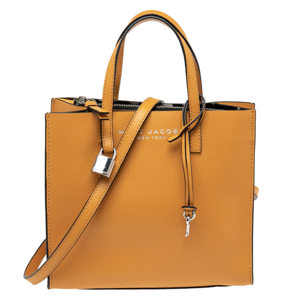 Pre Owned حقيبة يد توتس مارك جاكوبس ميني غريند جلد أصفر مستردة 