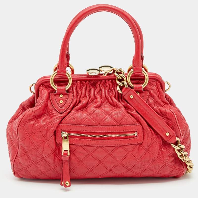 Marc Jacobs Red Quilted Leather Stam Satchel