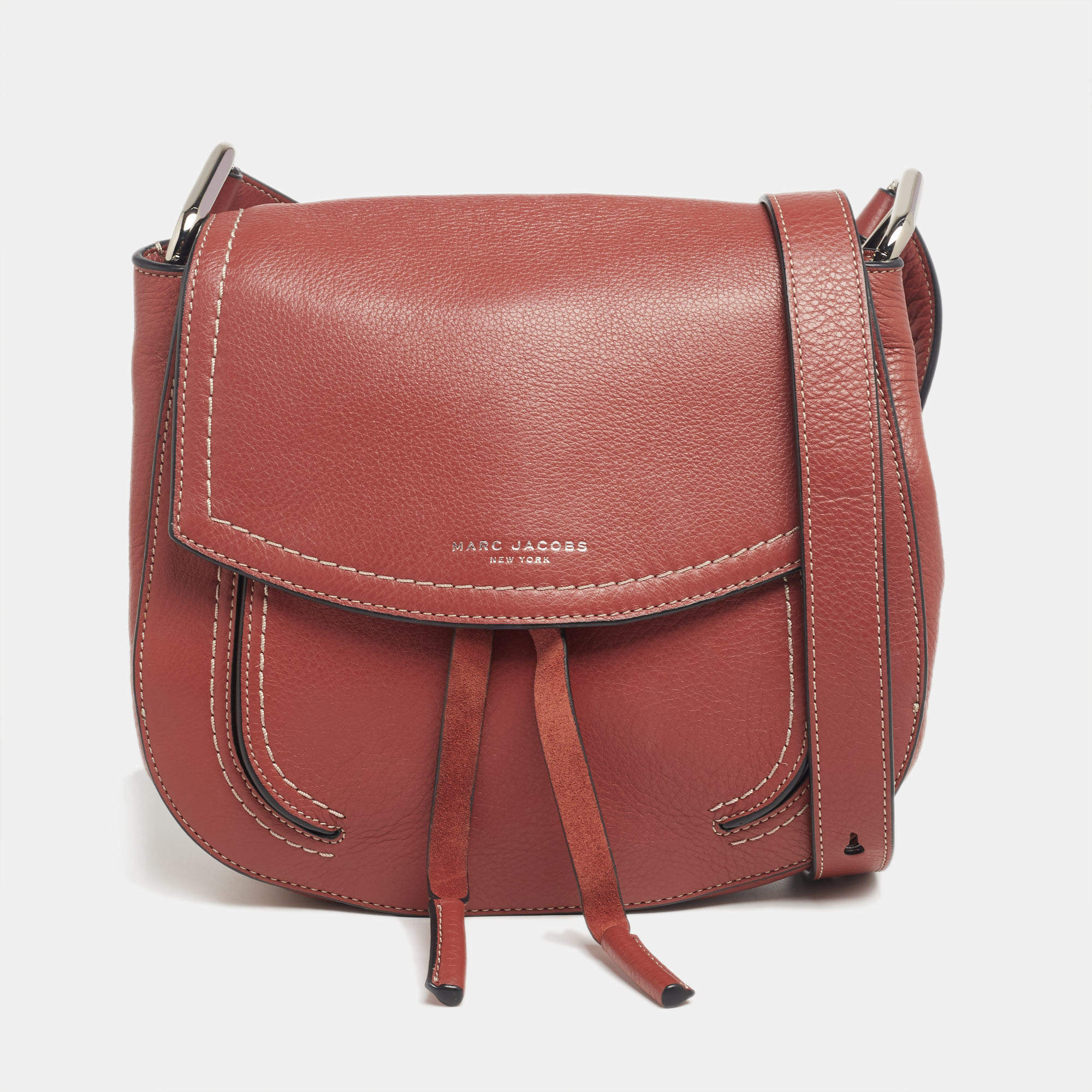 Pre Owned Marc Jacobs Brown Leather and Suede Flap Crossbody Bag