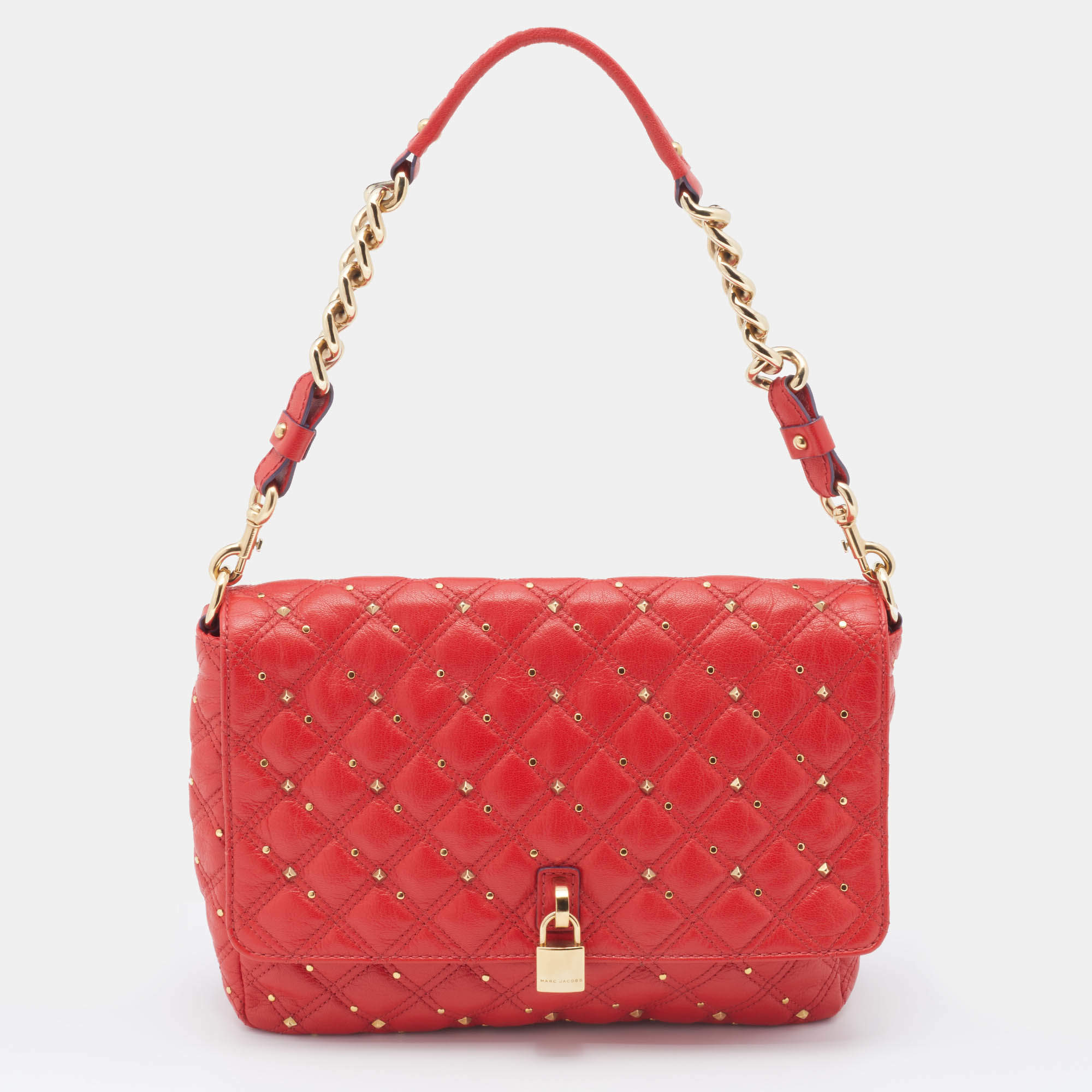 Pre Owned Marc Jacobs Red Leather Stardust Beat Shoulder Bag